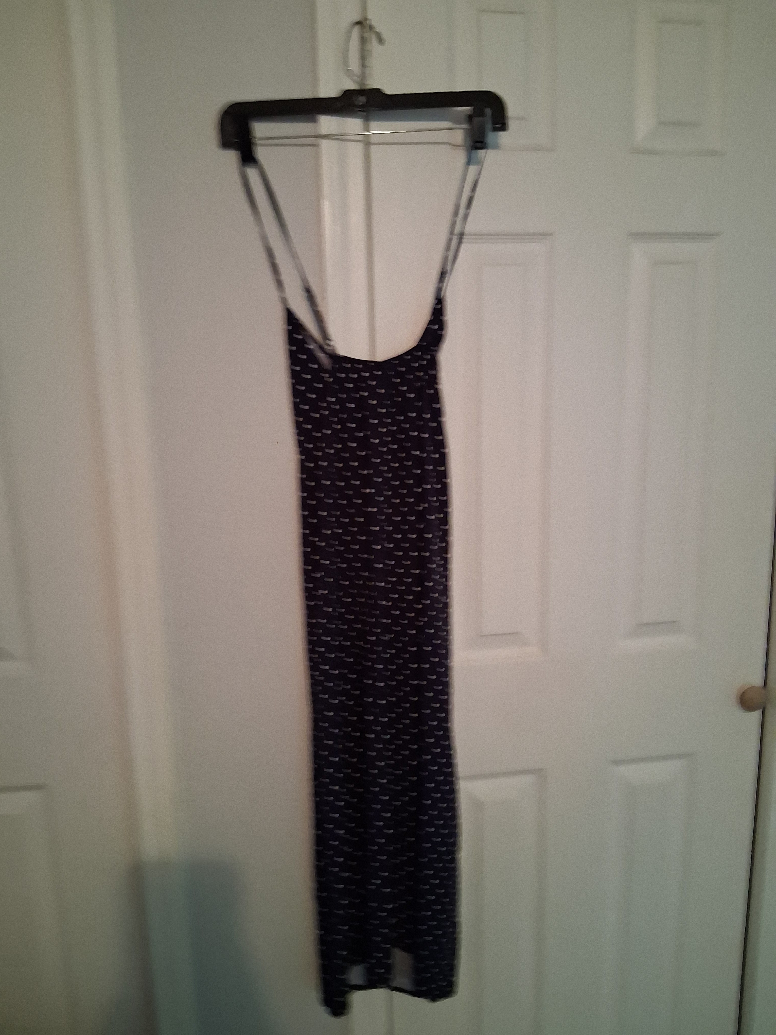 Old Navy Navy & White Printed Maxi Dress With Spaghetti Straps